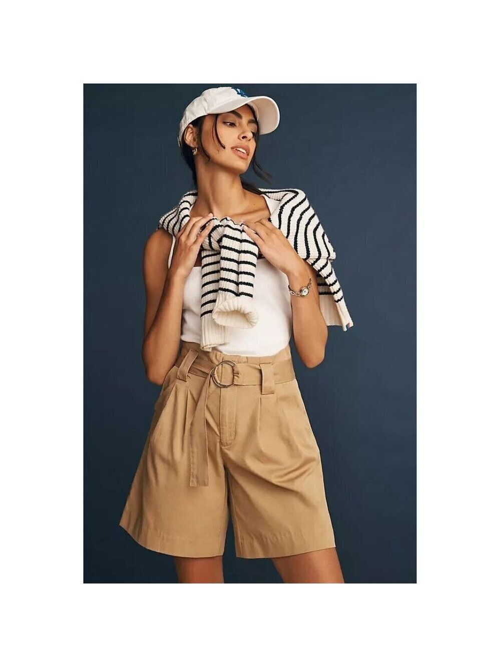 Maeve Longline O-Ring Shorts Color Khaki Size US 6/UK 10